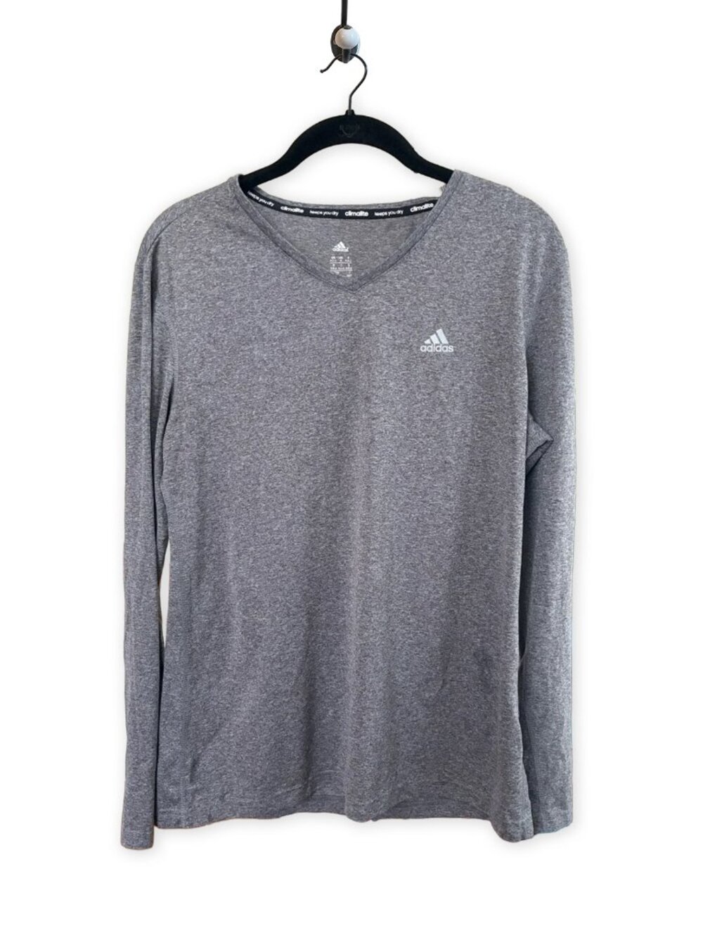 adidas Men’s Heather Grey Long Sleeve Athletic Tee
